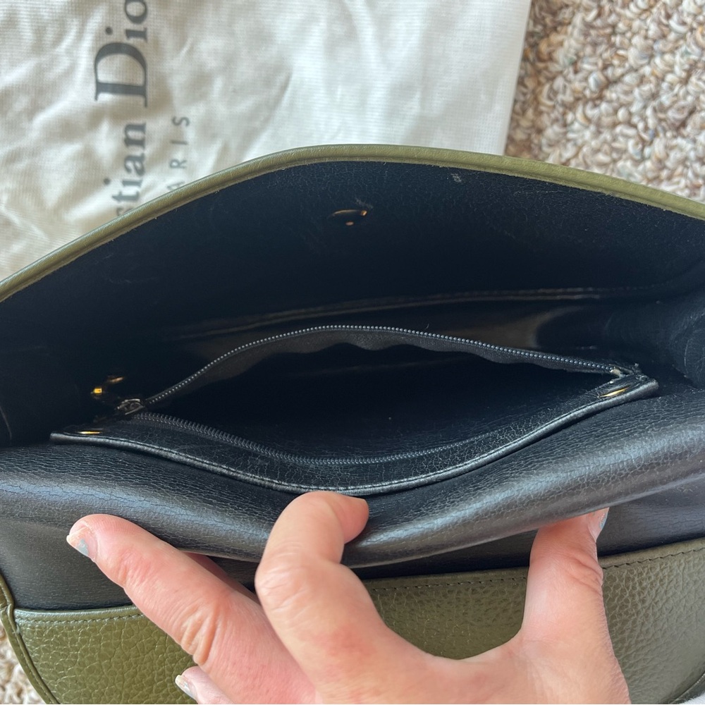 Dior Olive and Tan Leather Crossbody Bag vintage - Picture 8 of 11